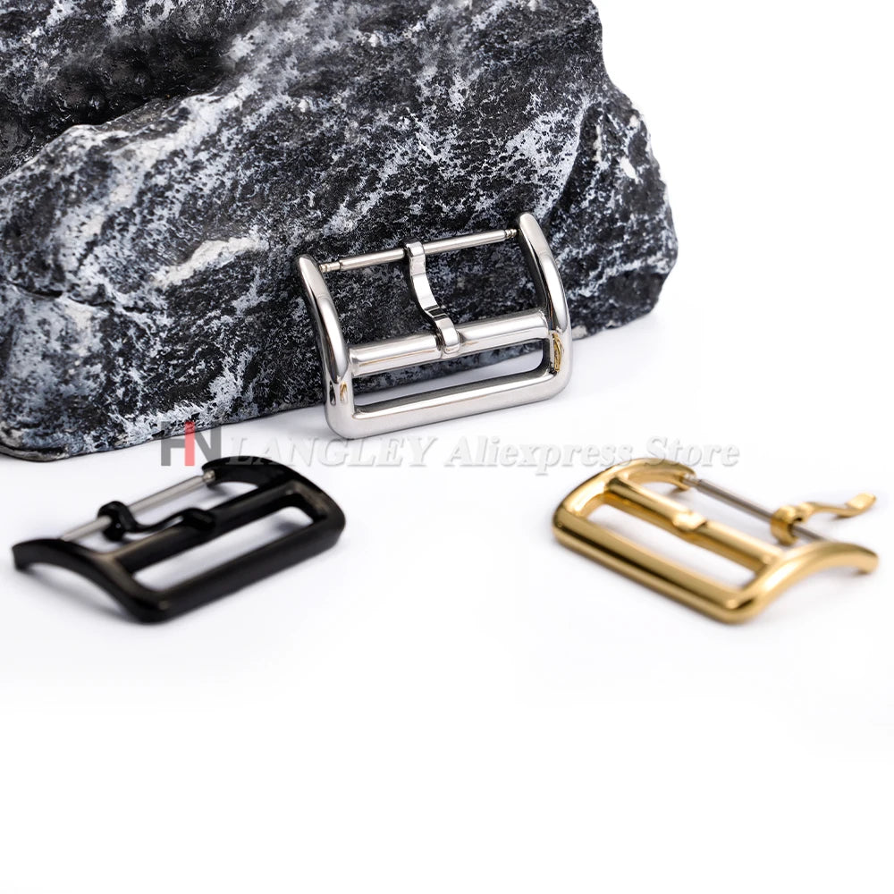 Solid Stainless Steel Watch Buckle 12/14/16/17/18/20mm/22mm Watchband Metal Square Button Polished Clasps Silver Black Rose Gold