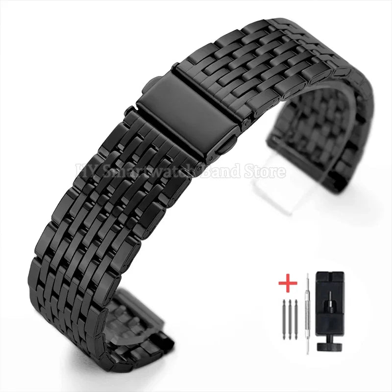 Stainless Steel Watch Bands 18mm 20mm 22mm for Men Women Universal Sport Bracelet Replacement Metal Folding Buckle Wrist Band