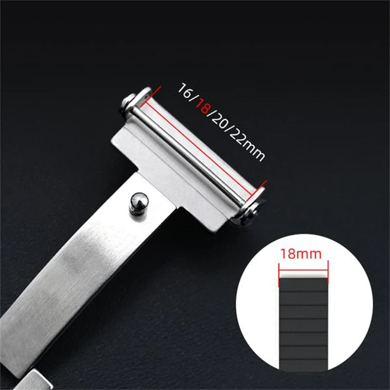 Original Watch Buckle 316L Solid Stainless Steel Double Push Extendable Adjustable Folding Watch Clasp 16/18/20/22mm