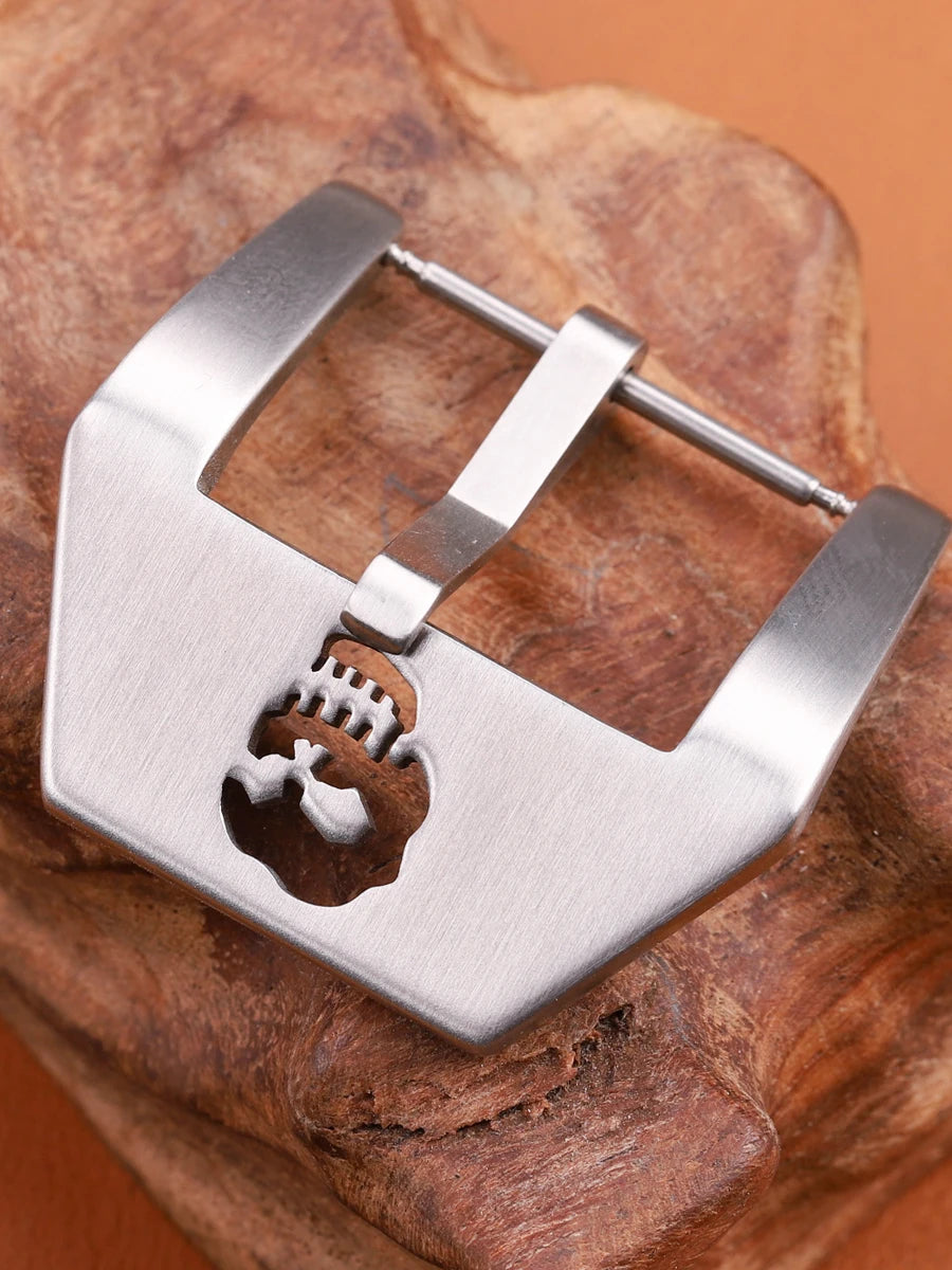 Stainless Steel Watch Band Buckle 20 22 24 26mm Silver Brushed Watchband Skull Clasp Strap Accessories