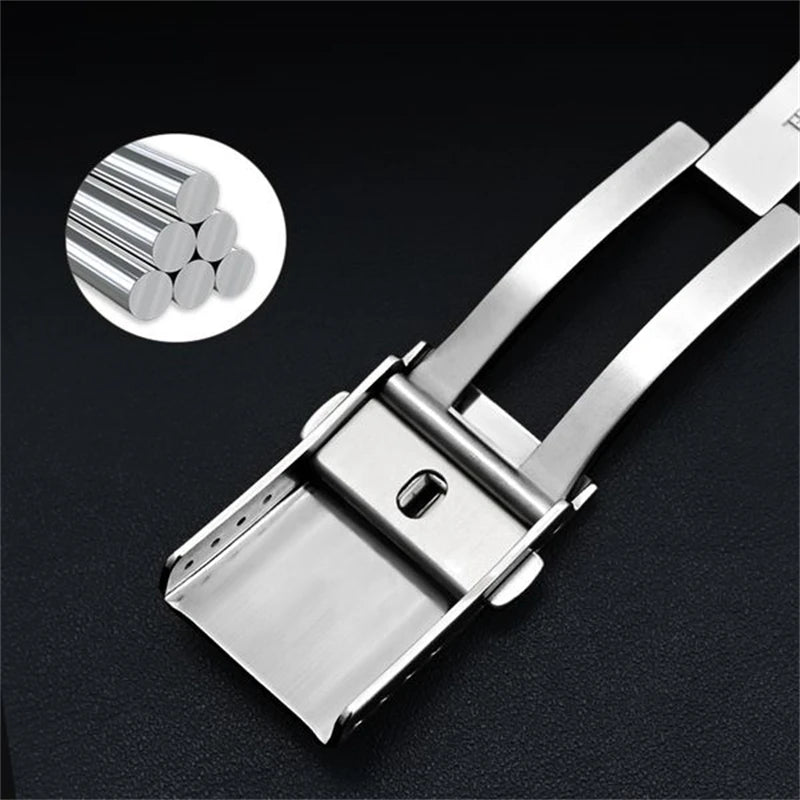 Original Watch Buckle 316L Solid Stainless Steel Double Push Extendable Adjustable Folding Watch Clasp 16/18/20/22mm