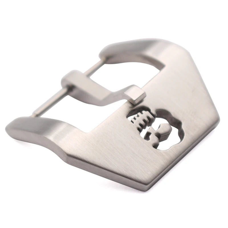 Stainless Steel Watch Band Buckle 20 22 24 26mm Silver Brushed Watchband Skull Clasp Strap Accessories