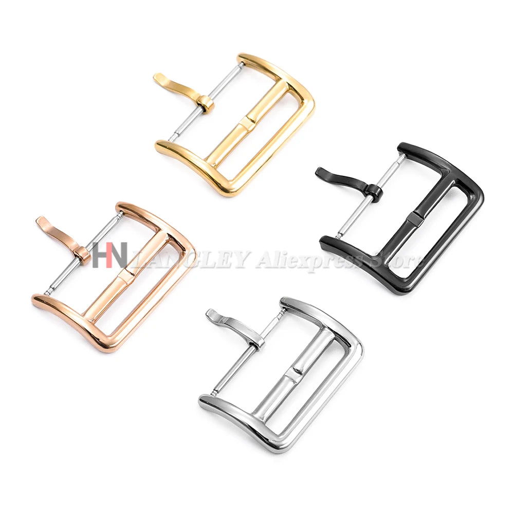 Solid Stainless Steel Watch Buckle 12/14/16/17/18/20mm/22mm Watchband Metal Square Button Polished Clasps Silver Black Rose Gold