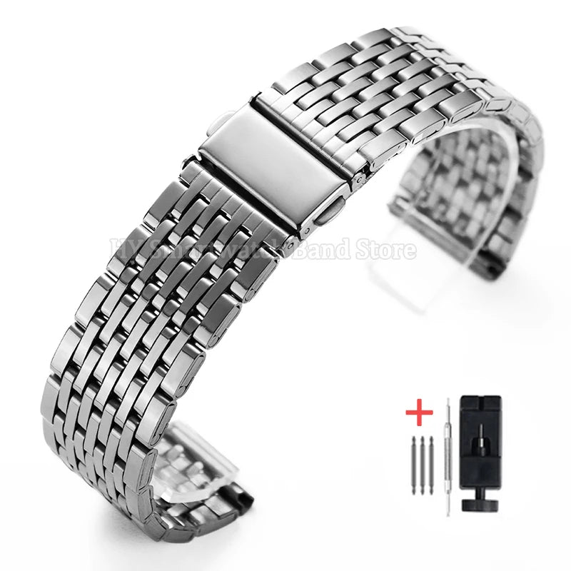 Stainless Steel Watch Bands 18mm 20mm 22mm for Men Women Universal Sport Bracelet Replacement Metal Folding Buckle Wrist Band