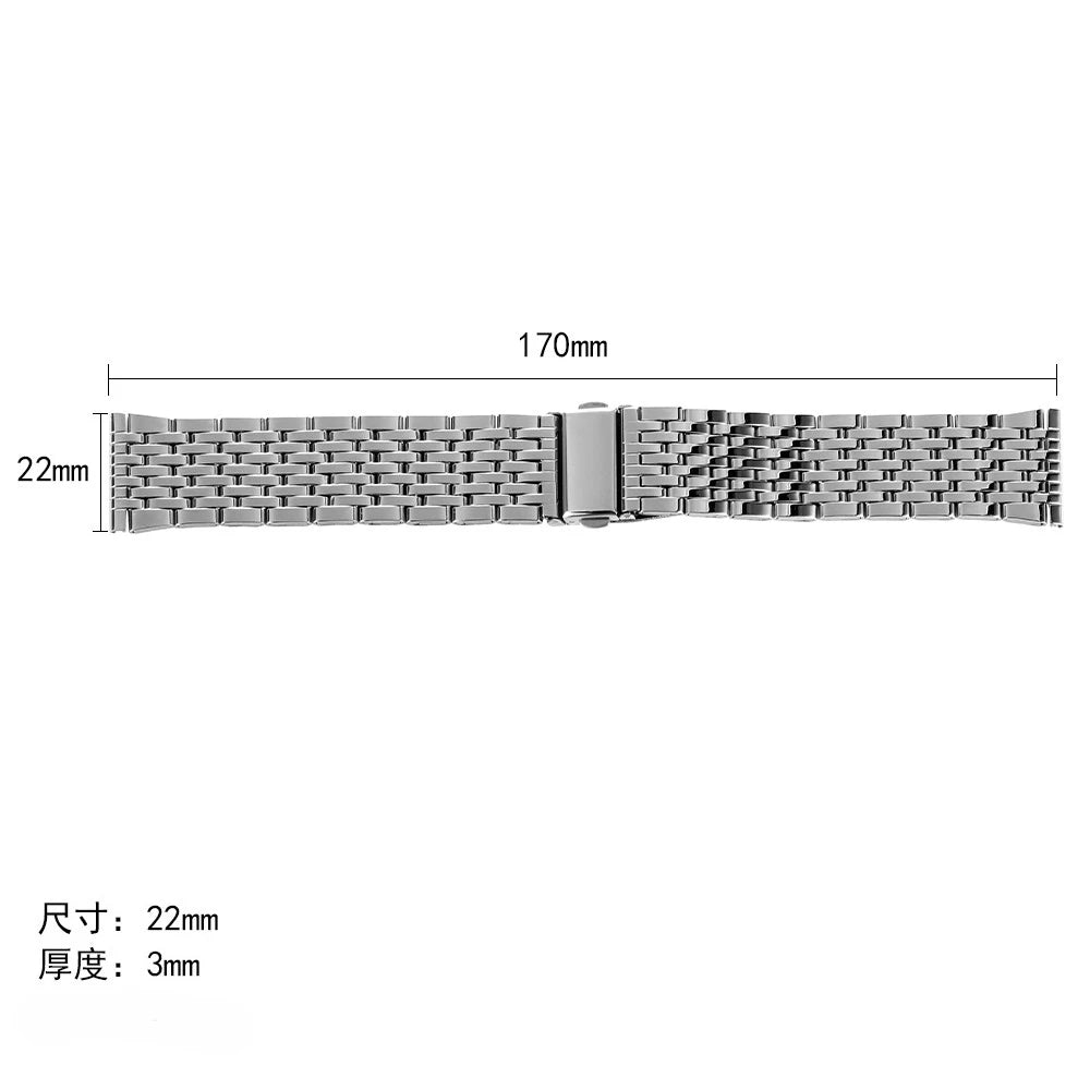 Stainless Steel Watch Bands 18mm 20mm 22mm for Men Women Universal Sport Bracelet Replacement Metal Folding Buckle Wrist Band