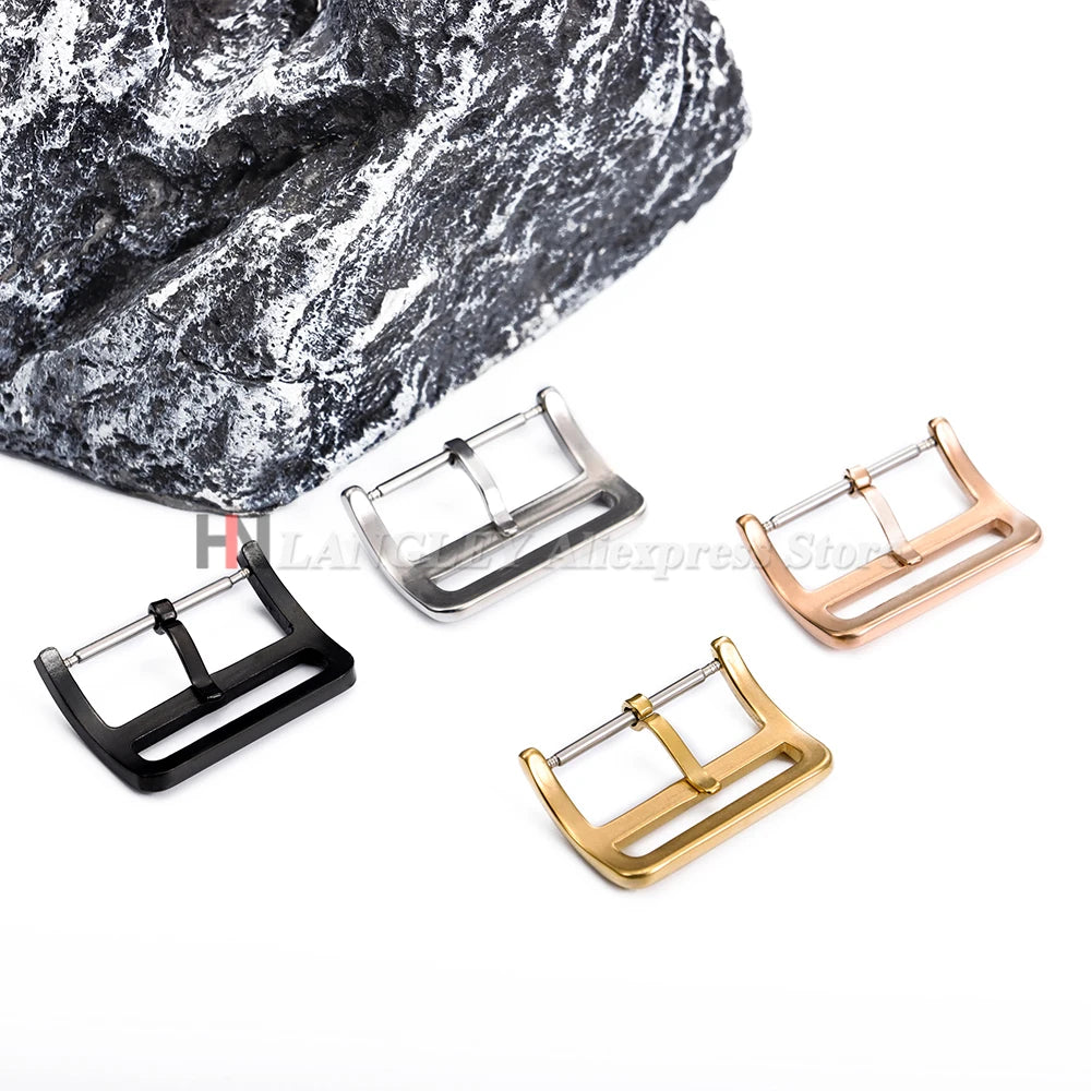 Solid Stainless Steel Watch Buckle 12/14/16/17/18/20mm/22mm Watchband Metal Square Button Polished Clasps Silver Black Rose Gold