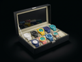 12-Slot Watch Box with Clear Window - Gray PU Leather Display Case with Soft Velvet Lining & Metal Clasp
